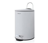 Blomus -TUBO- Cubo de pedal de acero con recubrimiento en polvo, color gris luna, capacidad de 3 litros, sistema de cierre inteligente, cubo extraíble, exclusivo accesorio de baño (alto x ancho x