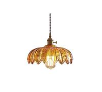 BLOOHK Lámpara colgante de cristal con forma pétalo vintage, lámpara retro flores color marrón oscuro, pequeña latón industrial for dormitorio, pasillo, isla cocina