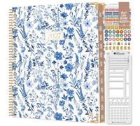 bloom daily planners Agenda de tapa dura 2027 (8.5 x 11 pulgadas) de enero a diciembre de 2027, calendario anual, agenda de tareas para mujeres, agenda inspiradora mensual y semanal, floral azul y
