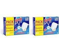 Bloom Insecticida Eléctrico Líquido Doble Eficacia (3 aparatos + 3 recambios), antimosquitos eléctrico eficaz contra el mosquito comun y tigre, 135 noches de protección (Paquete de 2)