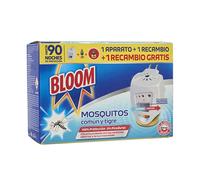 Bloom Insecticida Eléctrico Líquido Doble Eficacia (1 aparato + 2 recambios), insecticida eléctrico para mosquitos común y tigre, fórmula concentrada sin perfume