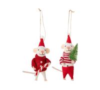 Bloomingville Adorno navideño Peo lana 2 piezas Ratones navideños