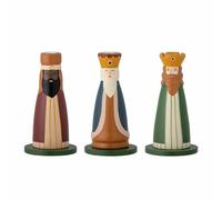 Bloomingville Betiel - Juego de 3 portavelas de Madera con Forma de los Tres Reyes Magos, Altura: 10,5 cm