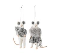 Bloomingville Colgantes de Navidad Peo 2 unidades Blanco-gris