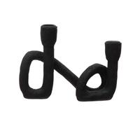 Bloomingville - Portavelas Decorativo de Resina para Dos Velas cónicas, Negro