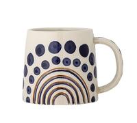 Bloomingville SHAMA - Taza de cerámica (500 ml), diseño de lunares, color crema y azul