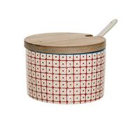 BLOOMINGVILLE Tarro con Tapa & Cuchara Carla - da Loza Ø 10 cm, Rojo, Cerámica, Capacidad 250 ml
