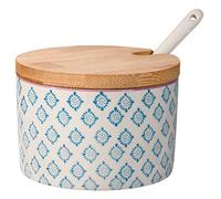 BLOOMINGVILLE Tarro con Tapa & Cuchara Patrizia - da Loza Ø 10 cm, Azul, Cerámica, Capacidad 250 ml