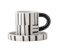 Bloomingville Taza con base Frankie 30 cl Negro-blanco