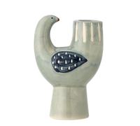 Bloomingville Trudy - Portavelas en diseño de pájaros, cerámica en Azul/Verde, 12 x 8 cm, Elemento Decorativo Elegante
