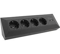 Bloque de enchufe de 4 vías + 2 USB, negro 4250416340252