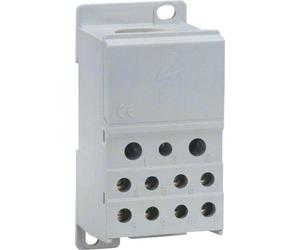 Bloque de conexión Hager KJ02A, 250A, monopolar, con bornes para: 1x35-95 mm², 2x6-35 mm², 5x1.5-16 mm² y 4x1.5-10 mm²
