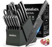 Bloque de cuchillos con juego de 17 piezas, set de cuchillos de cocina con bloque