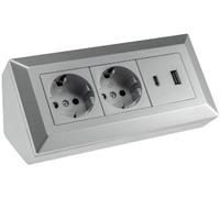 Bloque de enchufe de 2 veces, USB C, plata 4250416339409