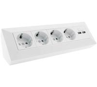 Bloque de enchufe de 4 vías + 2 USB, blanco 4250416340238