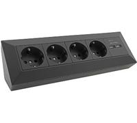 Bloque de enchufe de 4 vías + 2 USB, negro 4250416340252