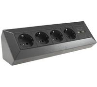 Bloque de enchufe de 4 vías +2x USB, antracita 4250416340269