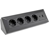 Bloque de enchufe de 4 vías, USB C, negro 4250416341440