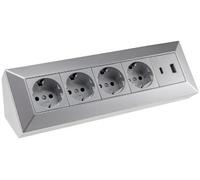 Bloque de enchufe de 4 vías, USB C, plata 4250416341433