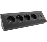 ChiliTec Bloque de enchufes 4250416341440 – 4 vías, USB-A y USB-C PD, esquina, negro
