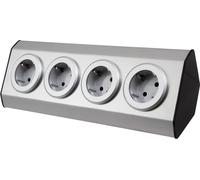 Bloque de enchufes McPower Premium, estructura de acero inoxidable, 4 tomas con toma de tierra