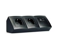 Bloque de enchufes Tomas bajo encimera | Estilo | Toma de esquina de 2 vías + USB-C/A, cable de 15 cm con bloque de terminales, 230 V/16 A, superficie, negro mate