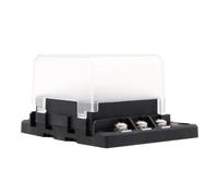 Bloque de Fusibles de 6 Vías Aoa1951 para Coche, Dc 32v | ABS Negro, Bus Positivo y Negativo Modular, Tapa Transparente, 30a por Rama, con Etiquetas y Tornillos