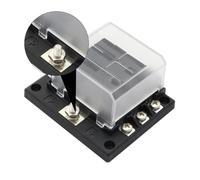 Bloque de Fusibles de 6 Vías con Led, Tapa Transparente y ABS Negro | Dc 32v, 30a por Rama, Bornes de Tornillo y Barras Positiva y Negativa, para Paneles de Barco y Coche