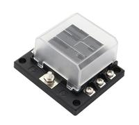 Bloque de Fusibles de 6 Vías con LED y Tapa Ajustable | ABS Negro, Bus Negativo y Bornes de Tornillo, Dc 32v 30a por Rama, con 60 Etiquetas