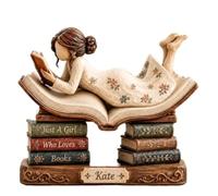 Bloque de madera personalizado para amantes de los libros, bloque de madera personalizado con texto en inglés "Just A Girl Who Loves Books", decoración de biblioteca, estante de lectura (1 unidad, 8in