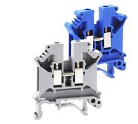 Bloque de terminales de tornillo Universal, carril Din UK, Morsettiera 2.5B/3/5/6/10/16N/35, Conector de Cable Eléctrico, Bornier de latón, 50 Uds.(Grey,UK-6N (50Pcs))