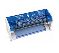 Bloque de terminales divisor bipolar, caja de conexión 2 barras 15 bornes, 125 A 690 V, caja de distribución de carril DIN para cuadro eléctrico, latón niquelado, tapa transparente