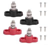 Bloque de terminales robusto 12V 24V DC Power Stud Connector Placa de latón para coche barco Sistema solar para gestión de cables de batería M6 M8 (M6-rojo)