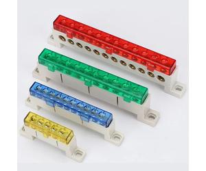 Bloque de terminales sin cables de 3/4/5/6/7/10 orificios, caja de distribución, barra de cobre a prueba de polvo, tipo puente, con cubierta 5Pin-red
