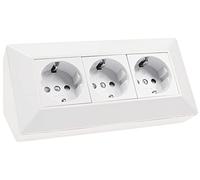 Bloque de tomas de corriente de 3 vías de montaje en superficie blanco mate 250V~/ 16A, Conectores Electricos, Enchufe Multiple Pared