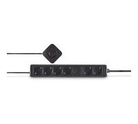 Bloque multitoma con interruptor de pie, 6 enchufes, negro