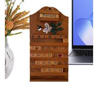 Bloques de calendario de escritorio | Pantalla de fecha de tallado de colibrí perpetuo de madera reutilizable, calendario de bloque perpetuo | para el hogar, granja, entrada, estantería, sala de estar