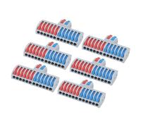 Bloques de Terminales de Carril DIN de 6 Piezas, Conector de Empalme de Cableado de 2 en 12 Salidas, Conectores de Cable de Empalme de Bricolaje para Electrodomésticos, Iluminación