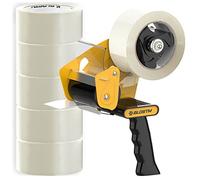 BLOSTM Dispensador Cinta Embalaje Y 6 Rollos Cinta Embalar Claro - Para Mudanzas, Sellado De Cajas De Paquetes, Etc.