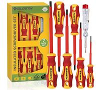 BLOSTM Juego Destornilladores Electricista 7 Pzs - Aislados 1000v VDE Punta Negra Endurecida con Diseño Ergonómico Antivuelco - Herramienta Profesional