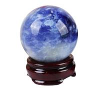 Blue and White Crystal Ball Ornaments Agate Raw Stone Feng Shui Crystal Sphere Round Stone Ball Luck Desk Decor Gift,60~65mm