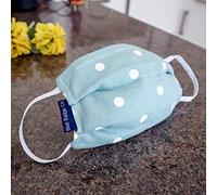 Blue Badge Co Pack de 5 máscaras pequeñas de algodón, doble capa para cara inAqua Marine Spotty, con bolsa para filtro adicional