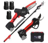 Blue Bird PS23-28+CS23-05A - Kit Tijeras con pértiga + Podadora de batería - 3x 14.4V 2.5Ah - Diámetro de corte 12.5 mm