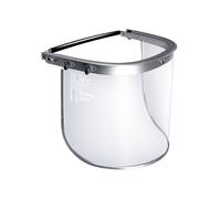 Blue Eagle Adaptador de protector facial de aluminio para casco duro estilo gorra, soporte de visera, color plateado, con 1 visera de repuesto de alto impacto