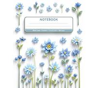 Blue Flowers Lined Notebook - 7.5x9.25 In - 100 pages: Blue Floral Journal for Girls, Teens & Women | College Ruled Lined Notebook for School, Writing ... at the bottom of each page (19,05x23,49 cm)