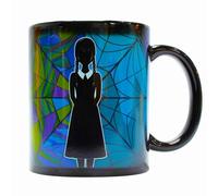 Blue Sky Studios Wednesday - Taza de café que cambia de color, activada por calor, diseño de vidrieras de Ophelia Hall, producto con licencia y regalo