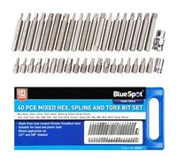 Blue Spot Tools 1517 BlueSpot - Juego de 40 brocas hexagonales mixtas de 1/2 y 3/8 pulgadas, 40 piezas, plateado, juego de 40 piezas