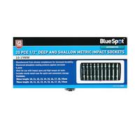 Blue Spot Tools 20 llaves de vaso de impacto métricas de 1/2 pulgada de profundidad y poco profunda (10-19 mm)