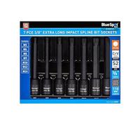 Blue Spot Tools - Juego de 7 llaves de vaso de impacto extralargas de 3/8 pulgadas (M5-M14)