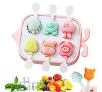 Bluelves Moldes Helados, 6 Pack Moldes para polos helados, Molde Helados Silicona con Palo, Poleras Helado para Bebé, Niño y Adultos（Animales）